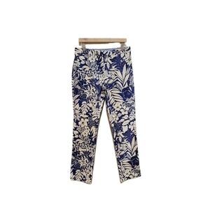 J. Mclaughlin‎ Blue Tropical Print Straight-leg Pants Size 32